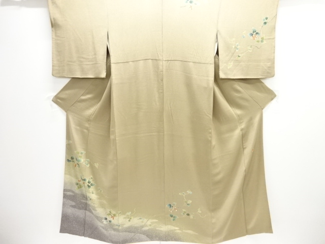 JAPANESE KIMONO / HOMONGI / SILK / HAND PAINTED YUZEN / CHIRIMEN / IVY SEEDS